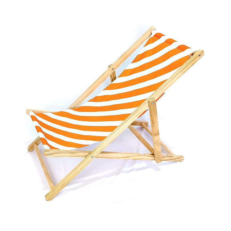 Rechteckiger Outdoor-Strandstuhl aus massivem Kiefernholz mit klappbarer Rückenlehne, bezogen mit Oxford-Gewebe, für den Außenbereich