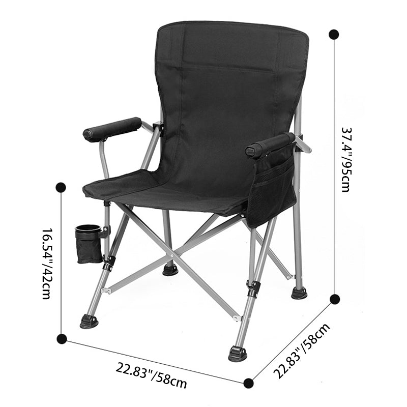 Moderner Minimalistischer Quadratischer Kohlenstoffstahl Oxford-Gewebe Klappbarer Rückenlehne Armlehne Schwarzer Campingstuhl Für Draußen | Brehn