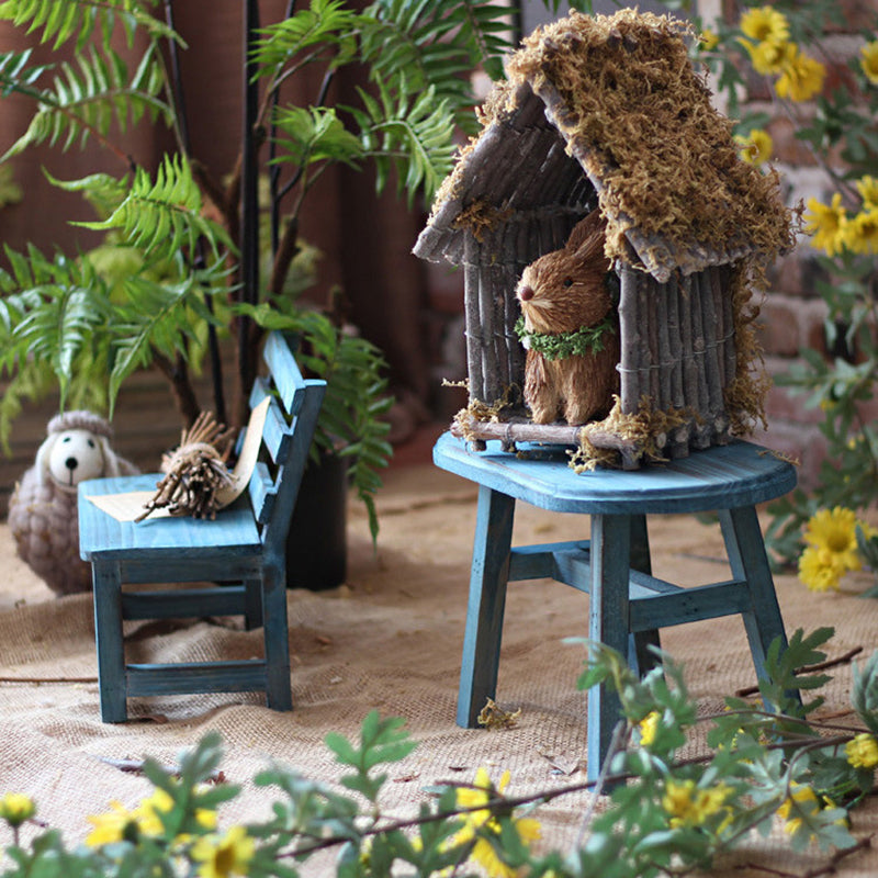 Moderner minimalistischer rechteckiger Massivholz niedriger Hocker mit Rückenlehne dekoratives Cartoon-Design für den Garten | Brehn