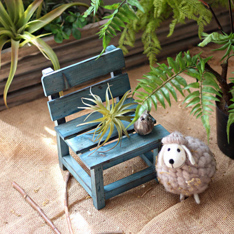 Moderner minimalistischer rechteckiger Massivholz niedriger Hocker mit Rückenlehne dekoratives Cartoon-Design für den Garten | Brehn