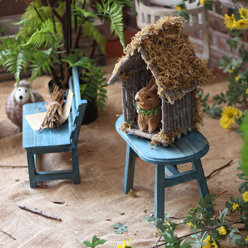 Moderner minimalistischer rechteckiger Massivholz niedriger Hocker mit Rückenlehne dekoratives Cartoon-Design für den Garten | Brehn