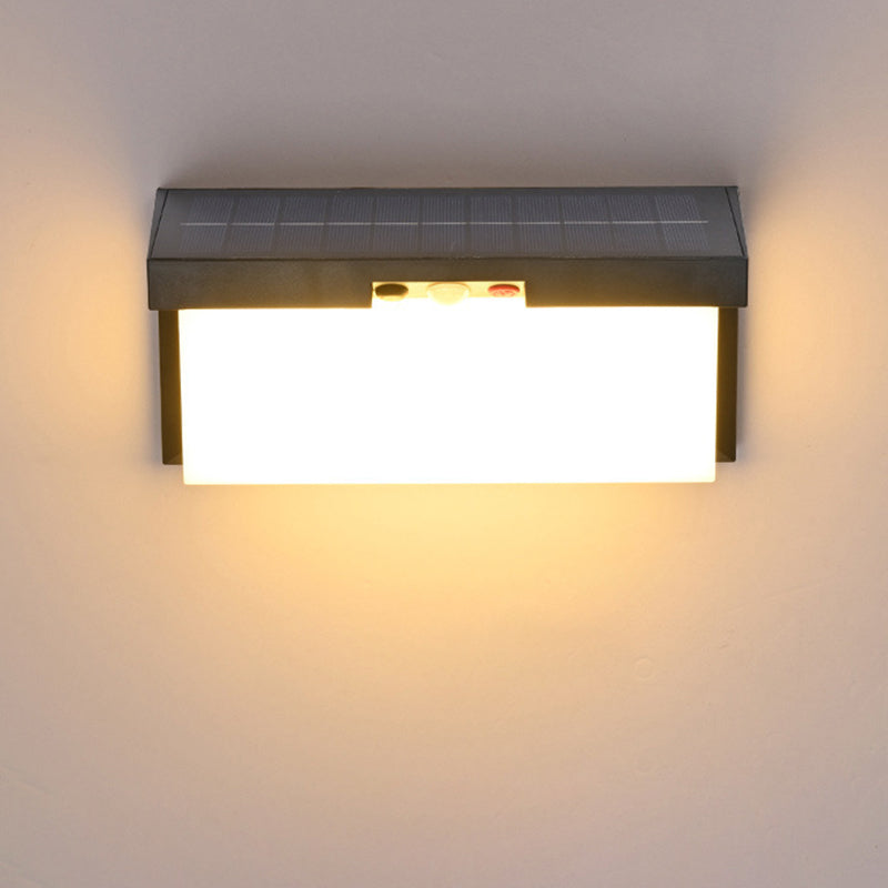 Moderner minimalistischer solar- und wasserdichter Kunststoff- und PC-rechteckiger LED-Wand sconce Lampe für außen, Terrasse und Garten | Brehn