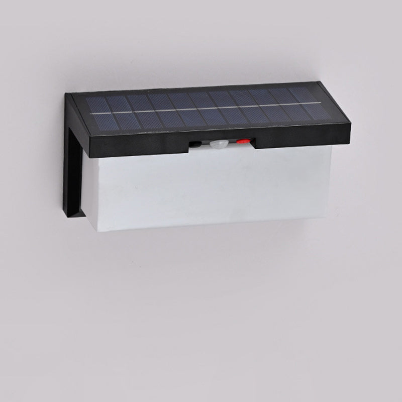 Moderner minimalistischer solar- und wasserdichter Kunststoff- und PC-rechteckiger LED-Wand sconce Lampe für außen, Terrasse und Garten | Brehn