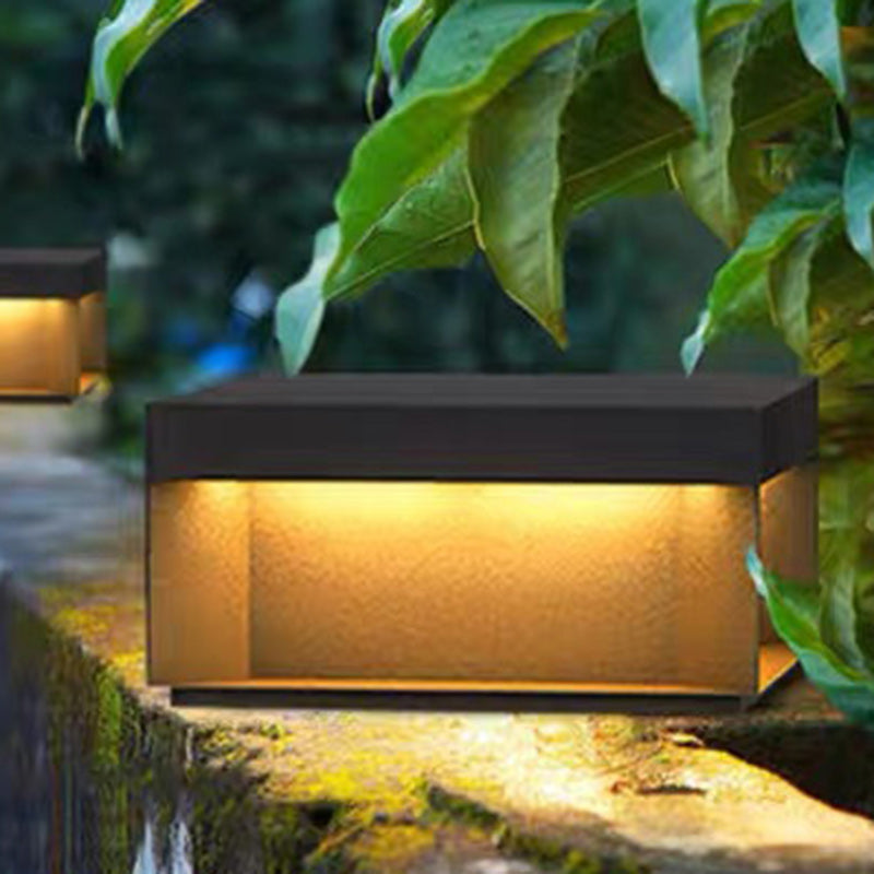 Quadratische LED-Außenleuchte aus Edelstahl mit Solar- und Wasserdichtigkeit für Garten, Terrasse und Tor