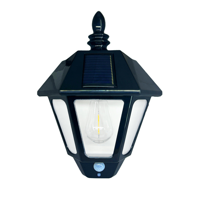 Traditionelle chinesische ABS Eisen Fu Zeichen Cone 1-Licht Solar Wandleuchte Lampe für Außenbereich | Brehn