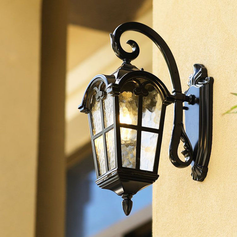Zeitgenössische nordische Aluminium-Glas gebogene quadratische 1-Licht Wandlampe für außen | Brehn