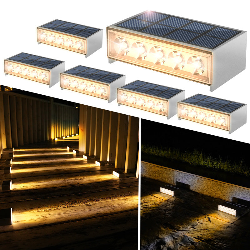 Modern Minimalist Solar Waterproof ABS PC Rectangular LED Außenstufenlicht Ideal Für Garten Und Außenpatio | Brehn