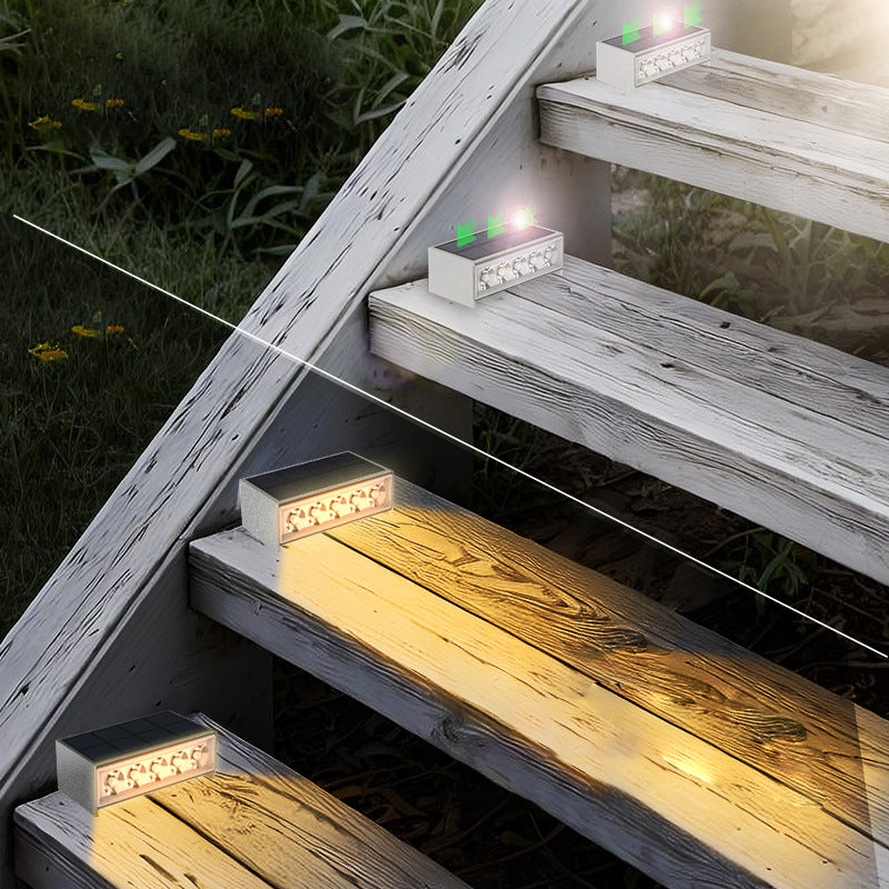 Modern Minimalist Solar Waterproof ABS PC Rectangular LED Außenstufenlicht Ideal Für Garten Und Außenpatio | Brehn