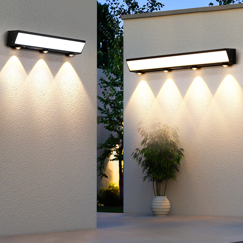 Moderner Minimalistischer Solar-Wasserdichter Bewegungsmelder Acryl Aluminium & Edelstahl Rechteckige LED Wandleuchte Lampe Für Außenpatio | Brehn