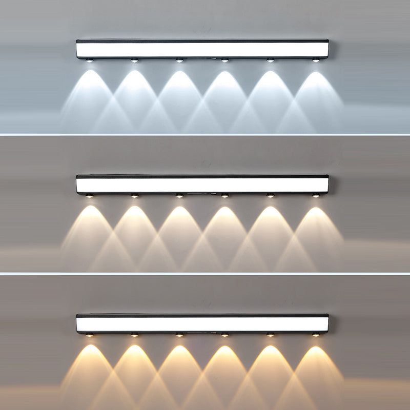 Moderner Minimalistischer Solar-Wasserdichter Bewegungsmelder Acryl Aluminium & Edelstahl Rechteckige LED Wandleuchte Lampe Für Außenpatio | Brehn