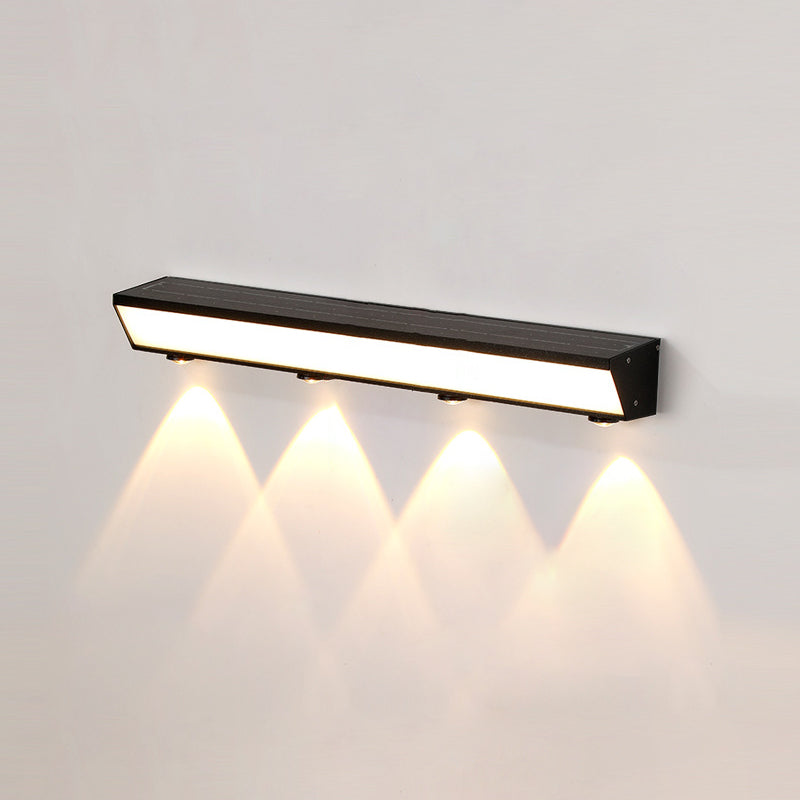 Moderner Minimalistischer Solar-Wasserdichter Bewegungsmelder Acryl Aluminium & Edelstahl Rechteckige LED Wandleuchte Lampe Für Außenpatio | Brehn