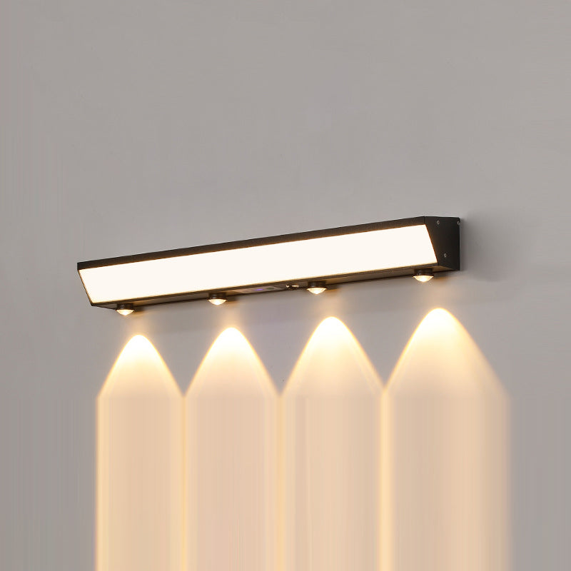 Moderner Minimalistischer Solar-Wasserdichter Bewegungsmelder Acryl Aluminium & Edelstahl Rechteckige LED Wandleuchte Lampe Für Außenpatio | Brehn