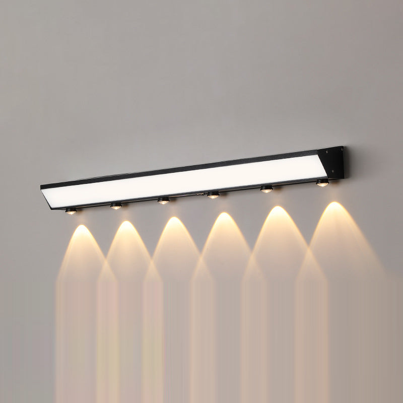 Solarbetriebene, wasserdichte, rechteckige LED-Wandleuchte mit Bewegungsmelder aus Acryl, Aluminium und Edelstahl für die Terrasse