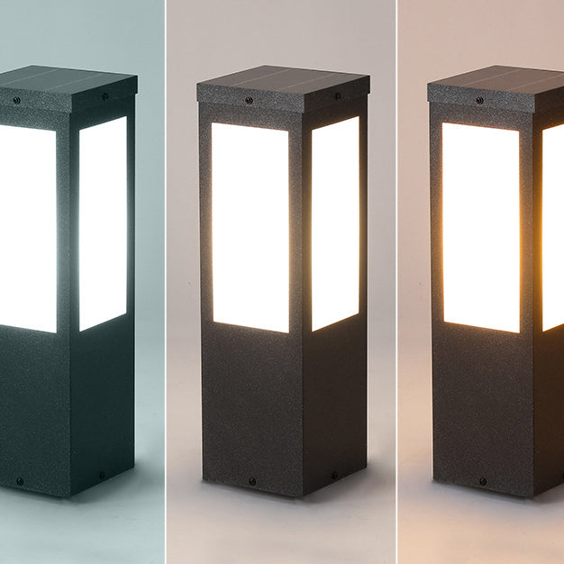 Solarbetriebene, wasserdichte LED-Säulenleuchte aus Metall und Polycarbonat für den Außenbereich, geeignet für Garten und Terrasse