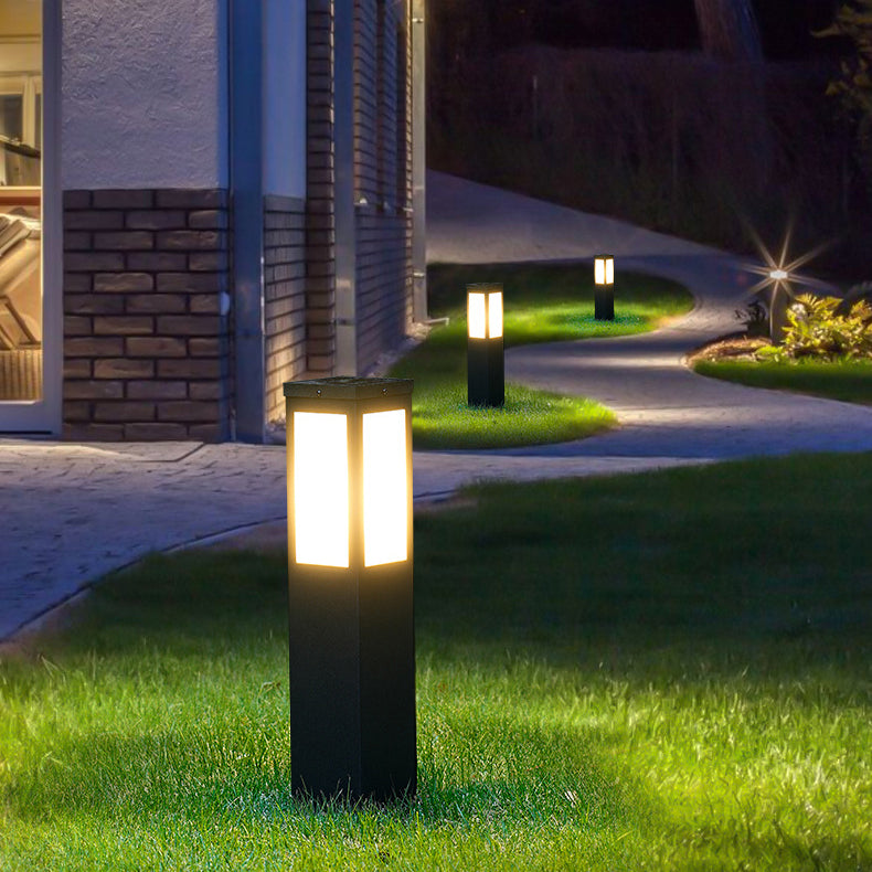 Solarbetriebene, wasserdichte LED-Säulenleuchte aus Metall und Polycarbonat für den Außenbereich, geeignet für Garten und Terrasse