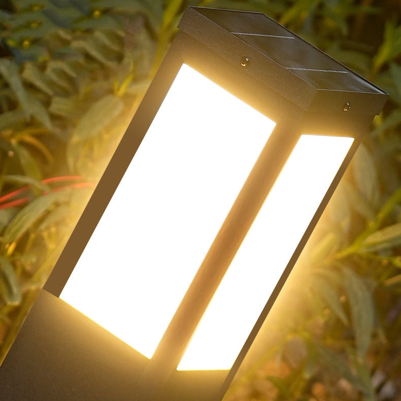 Solarbetriebene, wasserdichte LED-Säulenleuchte aus Metall und Polycarbonat für den Außenbereich, geeignet für Garten und Terrasse