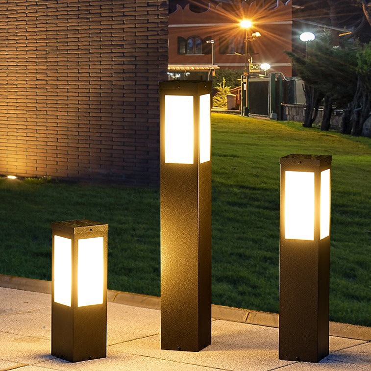 Solarbetriebene, wasserdichte LED-Säulenleuchte aus Metall und Polycarbonat für den Außenbereich, geeignet für Garten und Terrasse