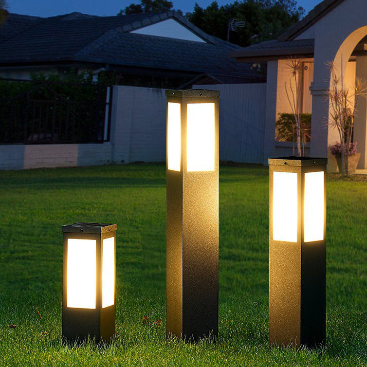 Solarbetriebene, wasserdichte LED-Säulenleuchte aus Metall und Polycarbonat für den Außenbereich, geeignet für Garten und Terrasse