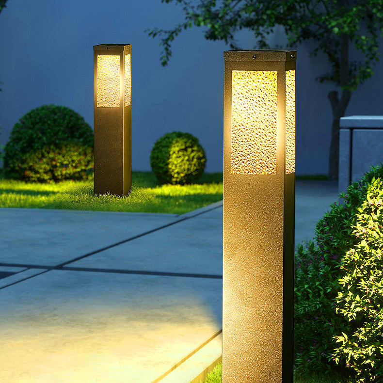 Moderne Minimalistische Wasserdichte Metall- & Glas-Diamant-Struktur Säule 1-Licht Außenleuchte Für Garten & Außenpatio | Brehn