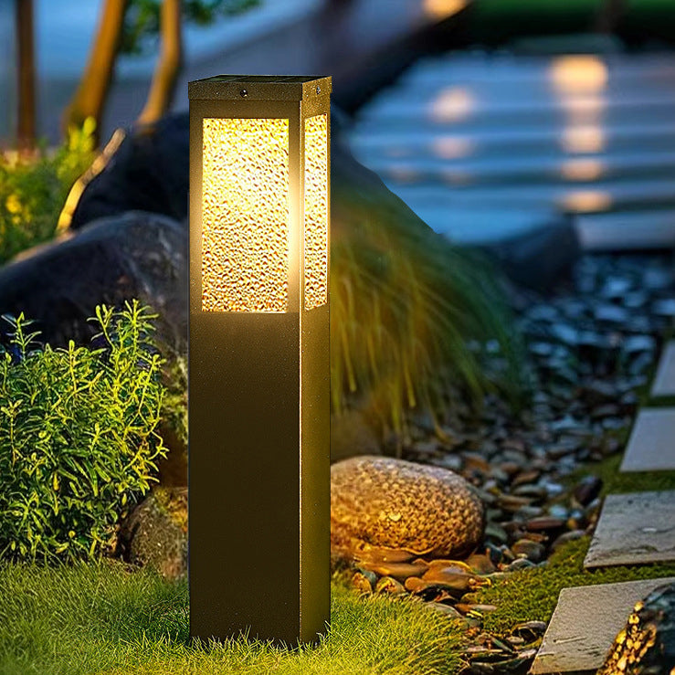 Moderne Minimalistische Wasserdichte Metall- & Glas-Diamant-Struktur Säule 1-Licht Außenleuchte Für Garten & Außenpatio | Brehn