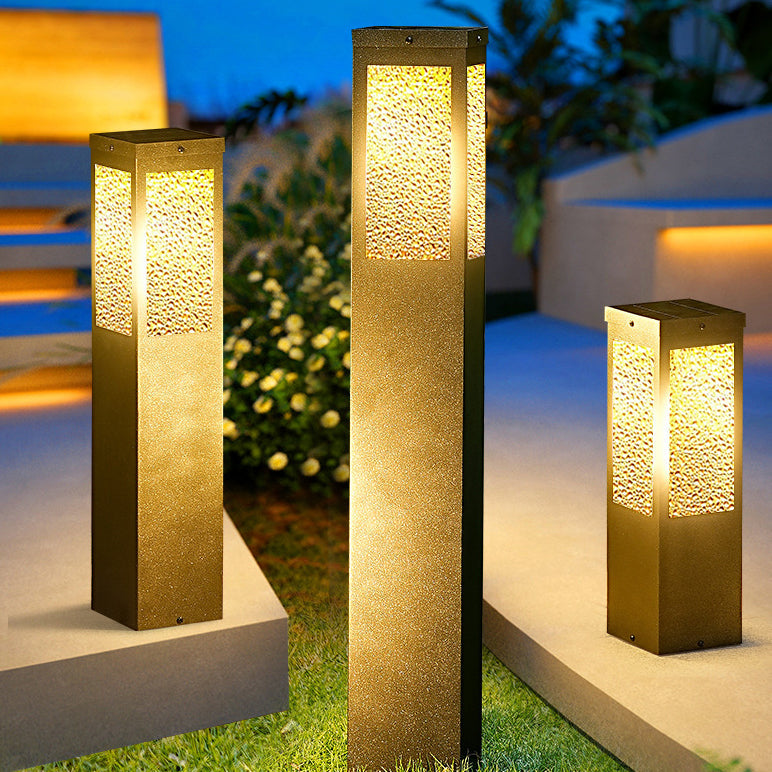 Moderne Minimalistische Wasserdichte Metall- & Glas-Diamant-Struktur Säule 1-Licht Außenleuchte Für Garten & Außenpatio | Brehn