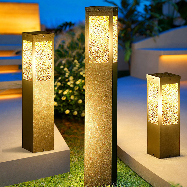 Wasserdichte Säulenleuchte aus Metall und Glas mit Diamantstruktur, 1-flammig, für Garten und Terrasse