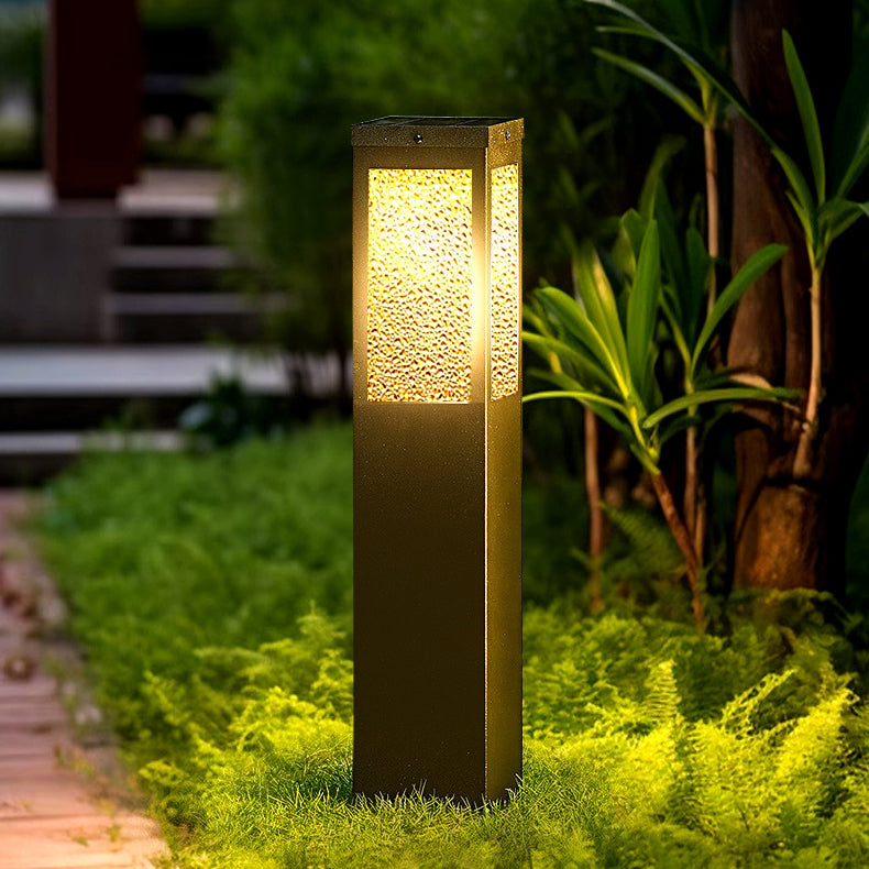 Moderne Minimalistische Wasserdichte Metall- & Glas-Diamant-Struktur Säule 1-Licht Außenleuchte Für Garten & Außenpatio | Brehn