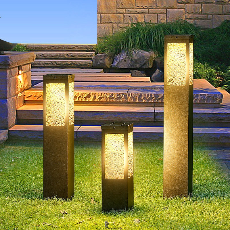 Moderne Minimalistische Wasserdichte Metall- & Glas-Diamant-Struktur Säule 1-Licht Außenleuchte Für Garten & Außenpatio | Brehn