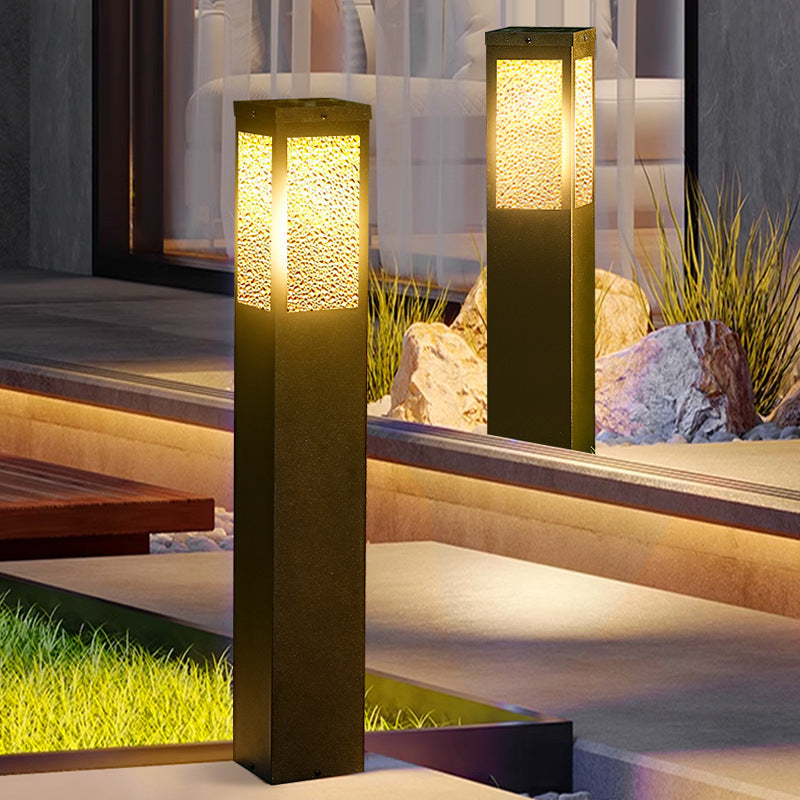 Moderne Minimalistische Wasserdichte Metall- & Glas-Diamant-Struktur Säule 1-Licht Außenleuchte Für Garten & Außenpatio | Brehn