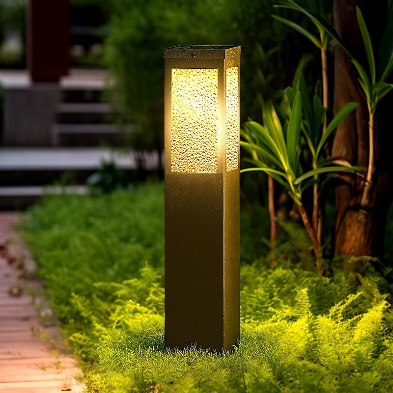 Wasserdichte Säulenleuchte aus Metall und Glas mit Diamantstruktur, 1-flammig, für Garten und Terrasse