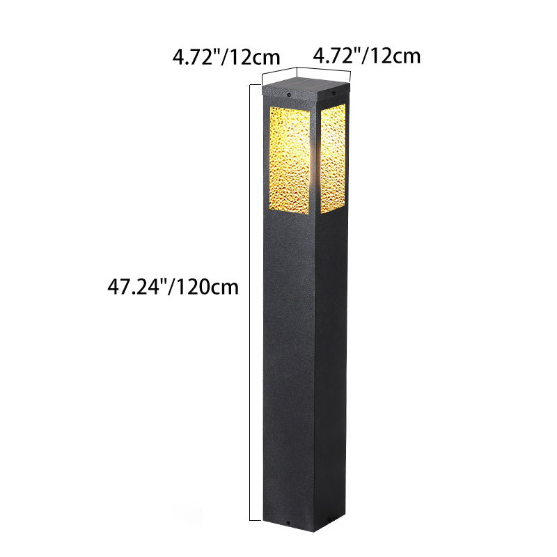 Wasserdichte Säulenleuchte aus Metall und Glas mit Diamantstruktur, 1-flammig, für Garten und Terrasse