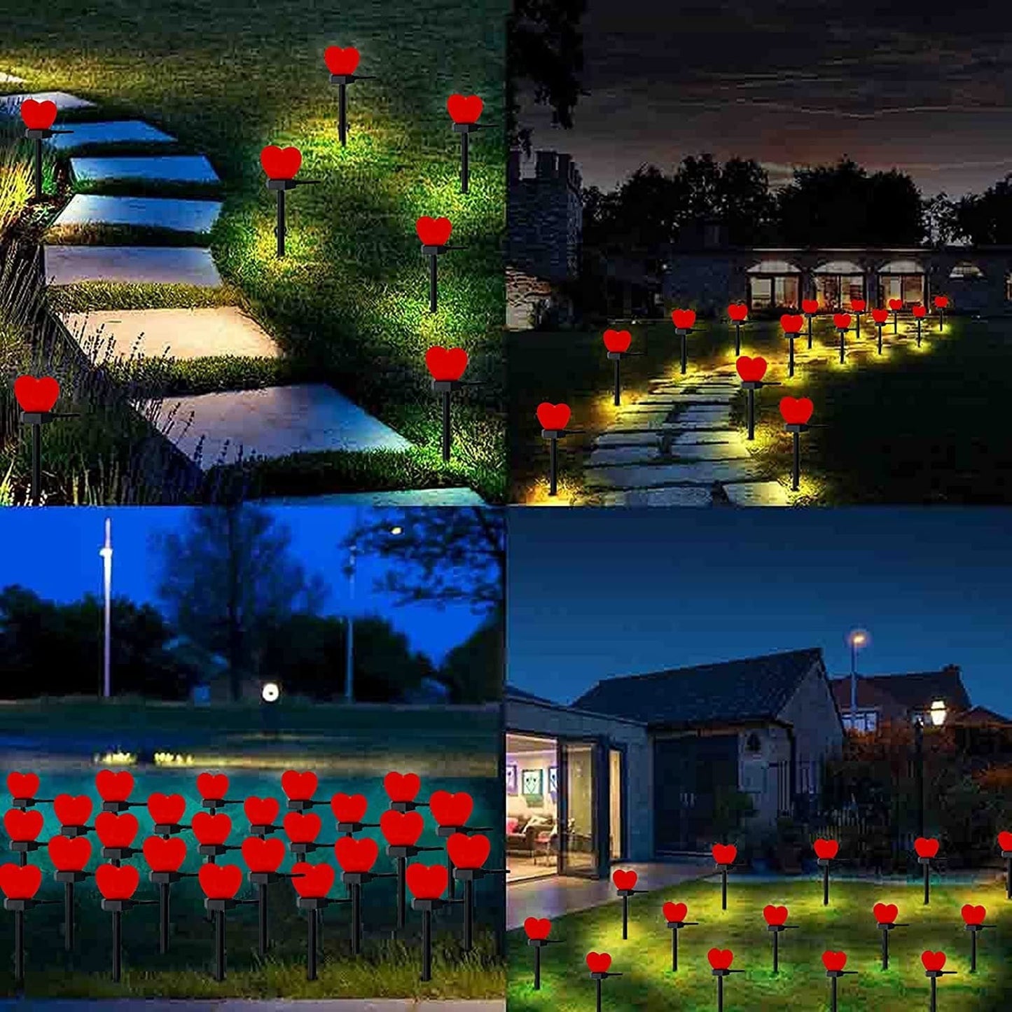 Solarbetriebene, wasserdichte LED-Außenleuchte aus ABS-Kunststoff in Herzform mit Nano-Technologie für Garten und Terrasse