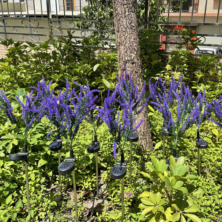 Moderne Art Deco Solar wasserdicht Edelstahl PC & ABS Faux Lavendel LED Außenleuchte Landschaftsbeleuchtung für Garten & Außenbereich Terrasse | Brehn