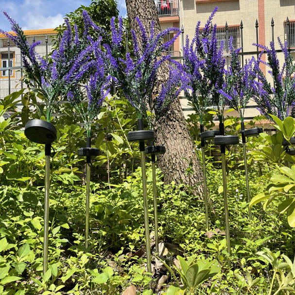 Moderne Art Deco Solar wasserdicht Edelstahl PC & ABS Faux Lavendel LED Außenleuchte Landschaftsbeleuchtung für Garten & Außenbereich Terrasse | Brehn