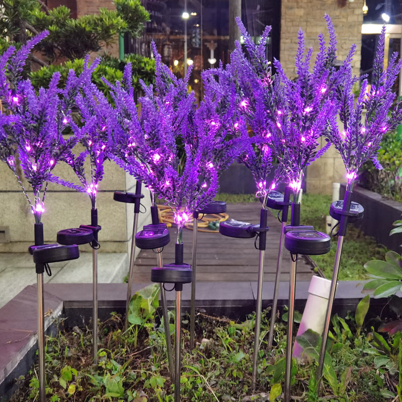 Solarbetriebene, wasserdichte LED-Außenleuchte aus Edelstahl, PC & ABS in Lavendeloptik für Garten und Terrasse
