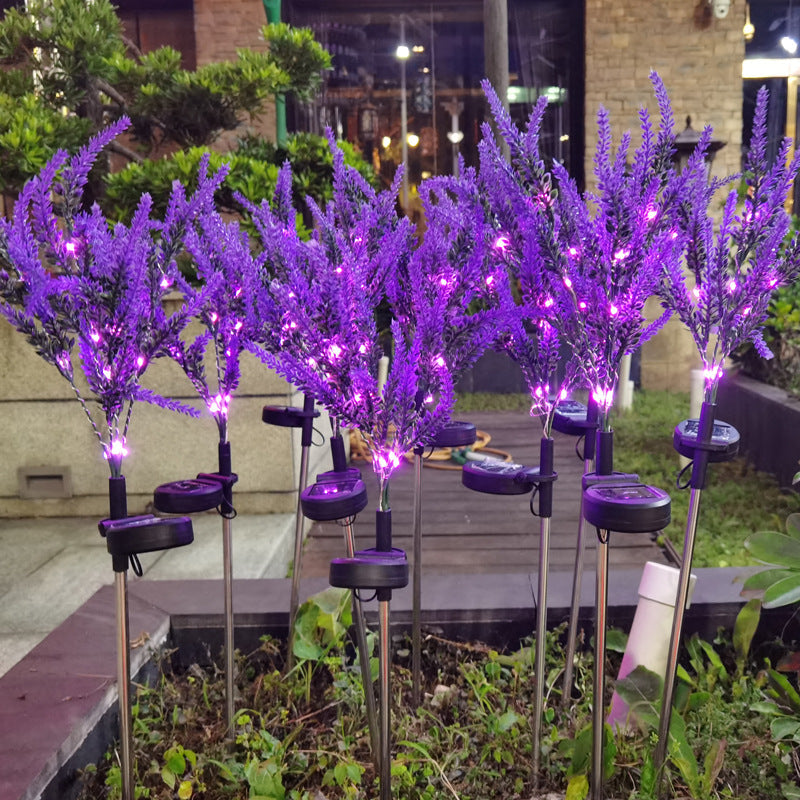 Solarbetriebene, wasserdichte LED-Außenleuchte aus Edelstahl, PC & ABS in Lavendeloptik für Garten und Terrasse