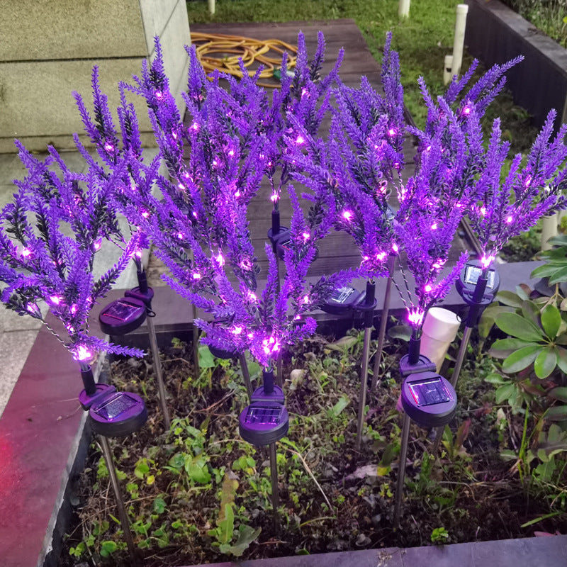 Solarbetriebene, wasserdichte LED-Außenleuchte aus Edelstahl, PC & ABS in Lavendeloptik für Garten und Terrasse