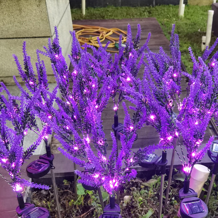 Moderne Art Deco Solar wasserdicht Edelstahl PC & ABS Faux Lavendel LED Außenleuchte Landschaftsbeleuchtung für Garten & Außenbereich Terrasse | Brehn