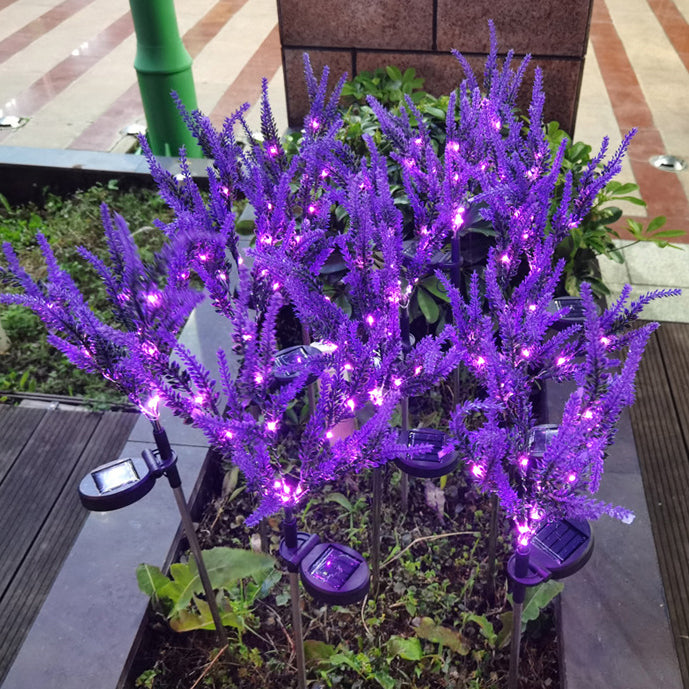 Moderne Art Deco Solar wasserdicht Edelstahl PC & ABS Faux Lavendel LED Außenleuchte Landschaftsbeleuchtung für Garten & Außenbereich Terrasse | Brehn