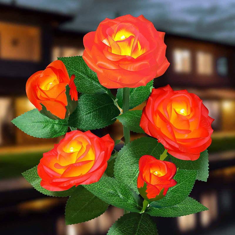 Moderne Art Deco Solar Wasserdicht Rose Plastik Edelstahl LED Erdstecker Außenleuchte Für Garten | Brehn