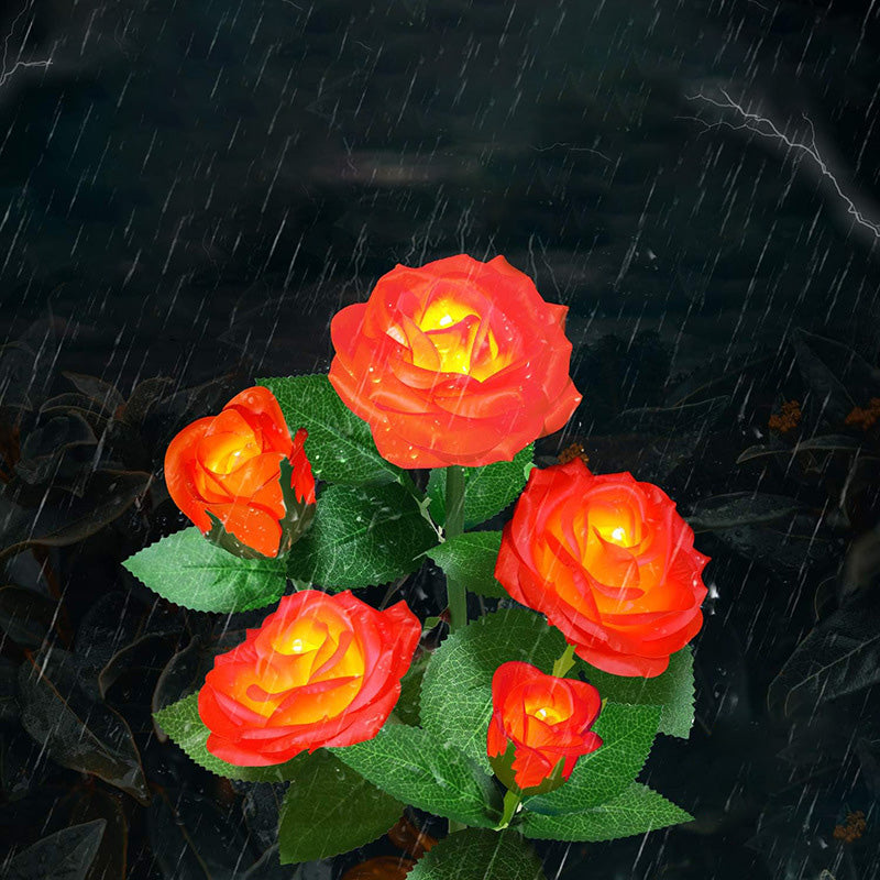 Moderne Art Deco Solar Wasserdicht Rose Plastik Edelstahl LED Erdstecker Außenleuchte Für Garten | Brehn