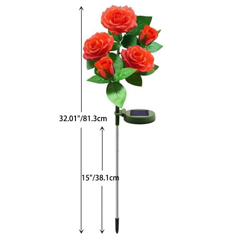 Moderne Art Deco Solar Wasserdicht Rose Plastik Edelstahl LED Erdstecker Außenleuchte Für Garten | Brehn