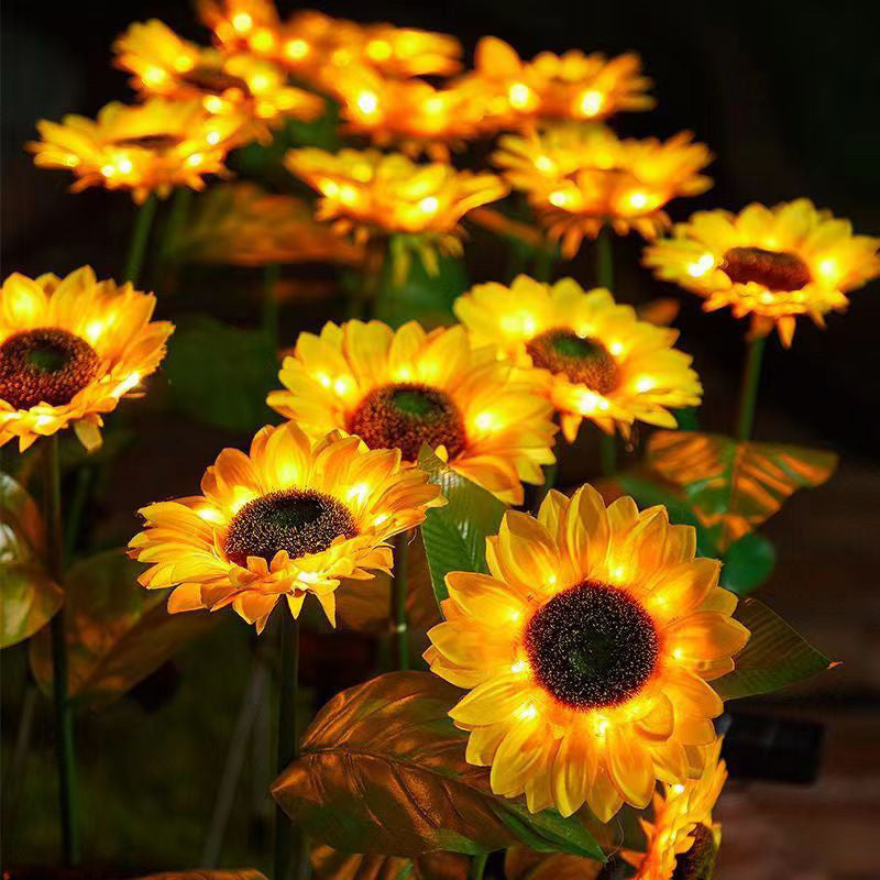 Zeitgenössische kreative solarbetriebene wasserdichte Sonnenblumen-Seiden-Edelstahl-LED-Landschaftsleuchte Außenleuchte für den Garten | Brehn