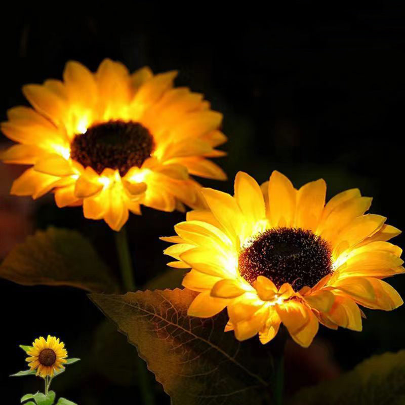 Zeitgenössische kreative solarbetriebene wasserdichte Sonnenblumen-Seiden-Edelstahl-LED-Landschaftsleuchte Außenleuchte für den Garten | Brehn