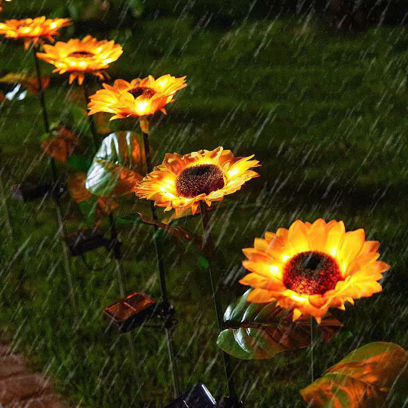 Zeitgenössische kreative solarbetriebene wasserdichte Sonnenblumen-Seiden-Edelstahl-LED-Landschaftsleuchte Außenleuchte für den Garten | Brehn