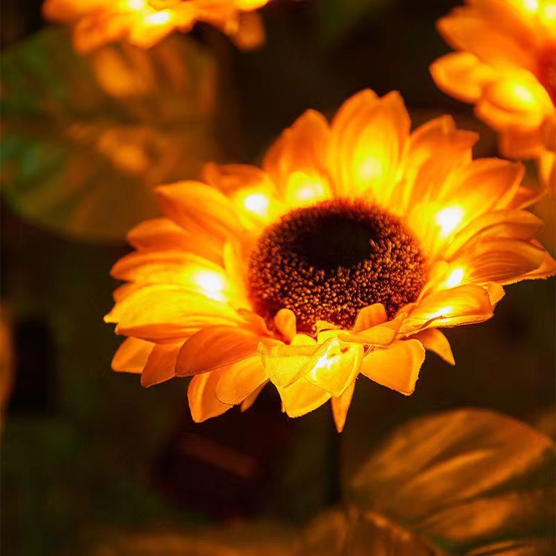 Zeitgenössische kreative solarbetriebene wasserdichte Sonnenblumen-Seiden-Edelstahl-LED-Landschaftsleuchte Außenleuchte für den Garten | Brehn