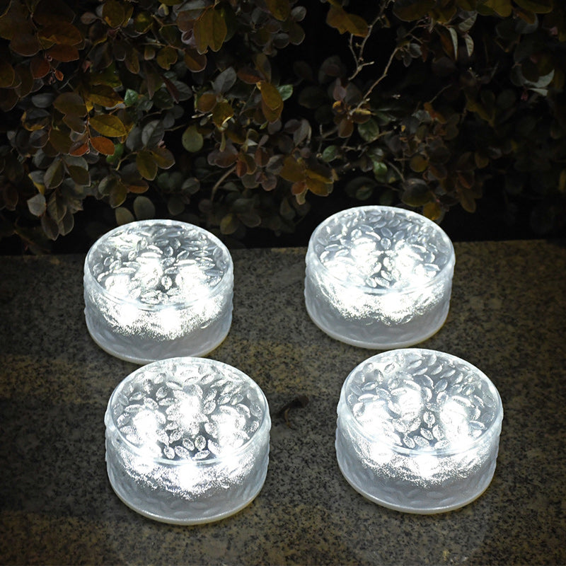 Runde LED-Solarleuchte in Eisziegelform aus Acryl für den Außenbereich