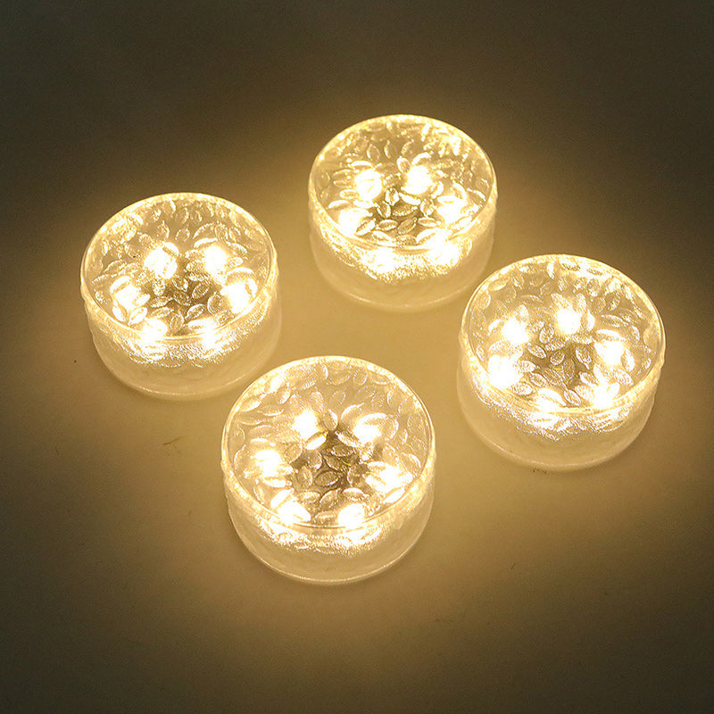 Runde LED-Solarleuchte in Eisziegelform aus Acryl für den Außenbereich