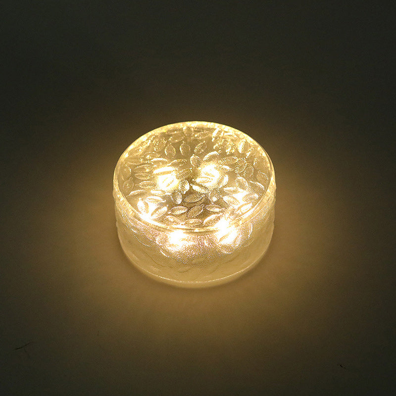 Runde LED-Solarleuchte in Eisziegelform aus Acryl für den Außenbereich
