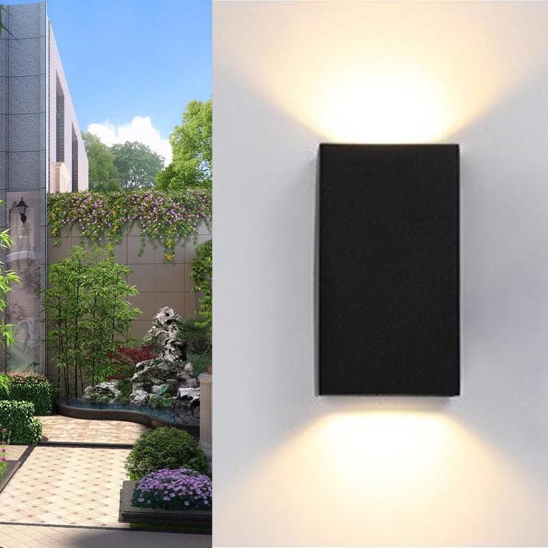 Moderner Minimalistischer Wasserdichter Rechteckiger Aluminium LED Außenwandleuchtenlampen Für Außenpatio | Brehn